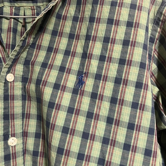 Men’s Ralph Lauren Green Long Sleeve Striped Button Down Large​ - Picture 2 of 4